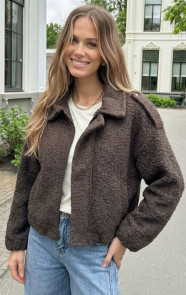 The Musthaves Oversized Boucle Jacket Met Rits Choco