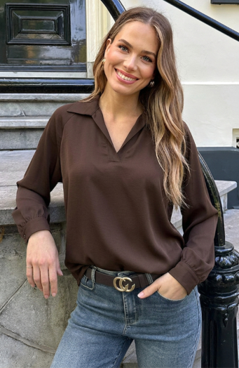 V-hals-Blouse-Rome-Choco-2